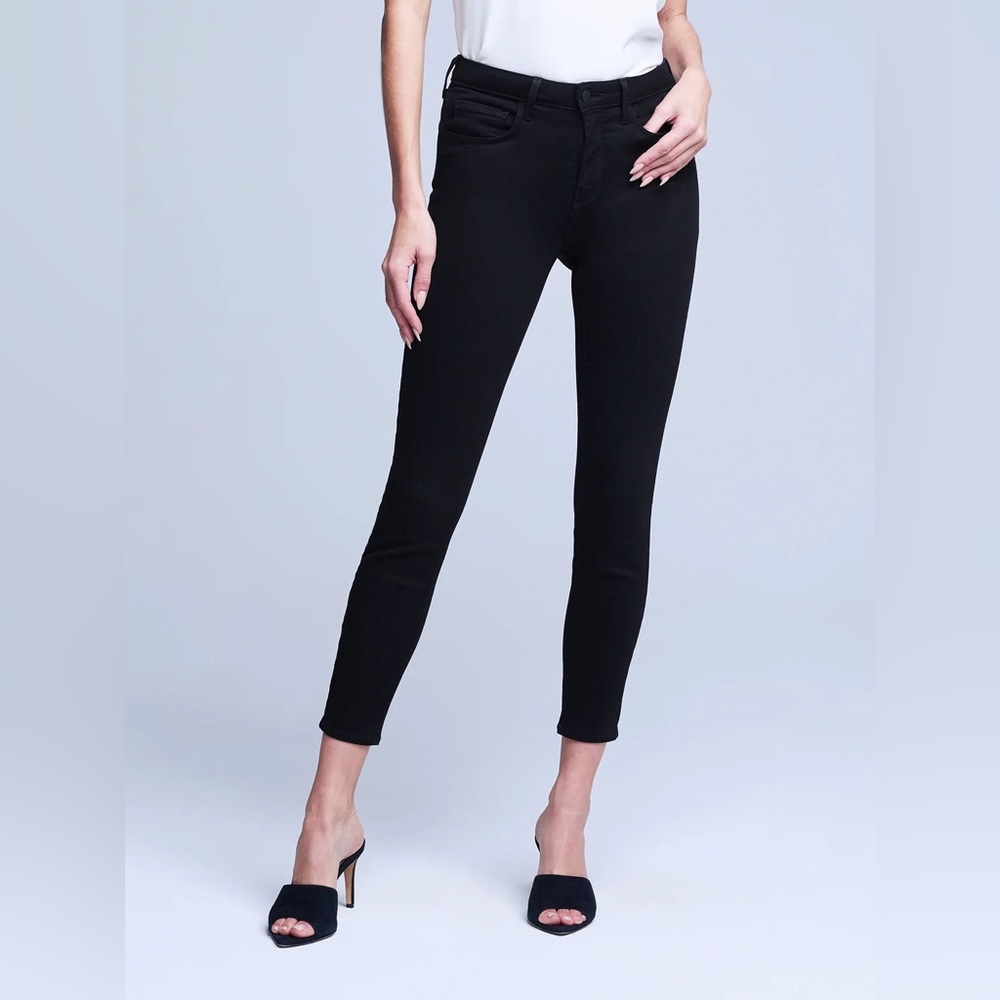 NWOT L'Agence Margot Cropped High-Rise Skinny Jeans in Black | Sz 23